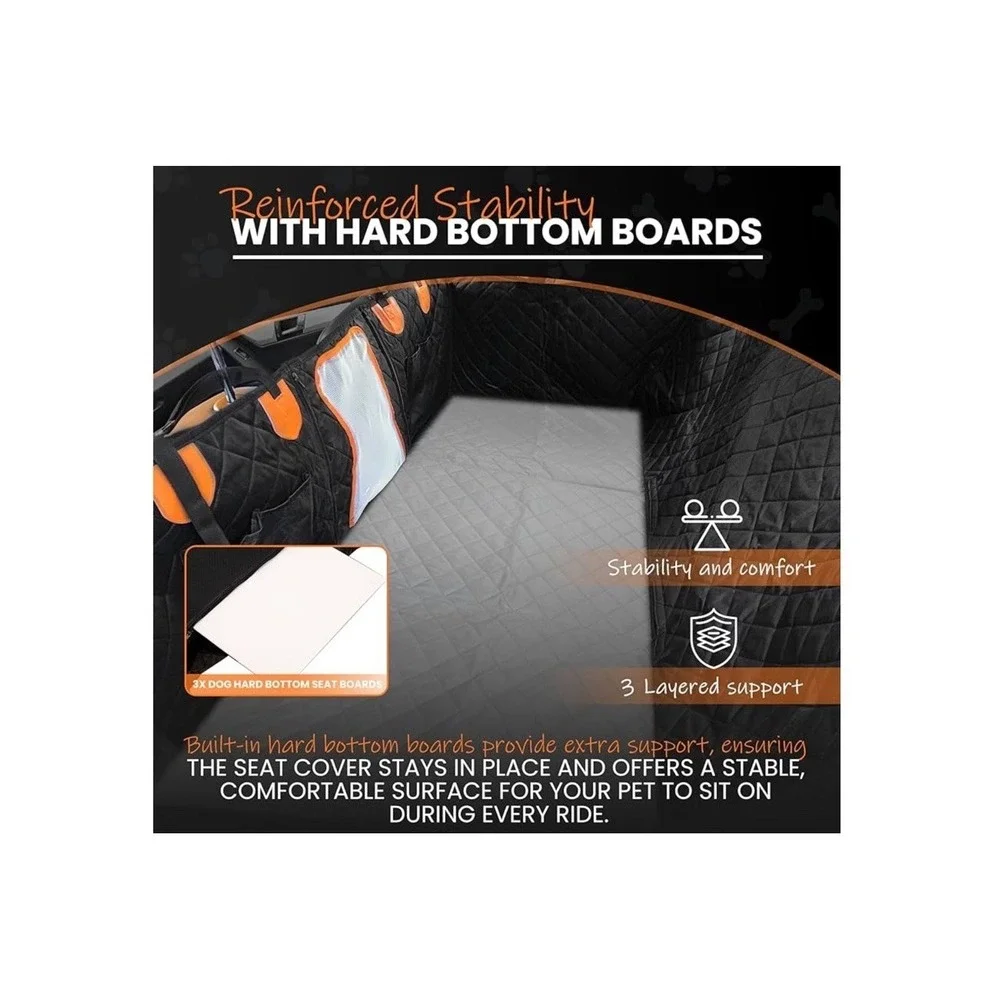 XWIDE Journey Joy Hard Bottom Dog Car Seat Cover Backseat Extender Waterproof